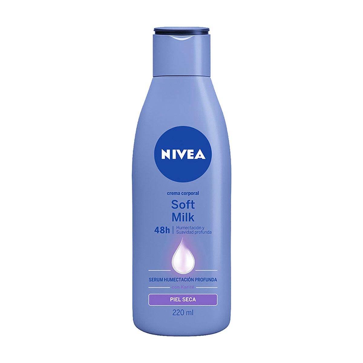 Nivea Crema Corporal con Karité para Mujer, Soft Milk 48 horas de Humectación Profunda para Piel Seca, 220 ml