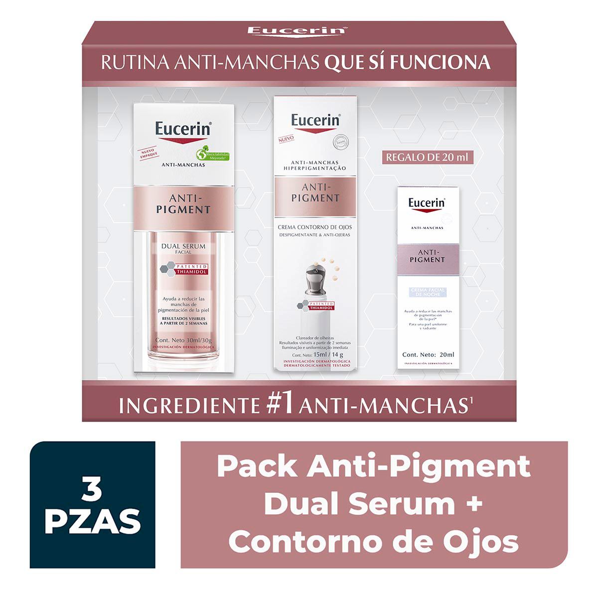 Pack Eucerin Anti-Pigment Serum 30 ml+ Anti-Pigment Contorno de Ojos 15 ml + 1 mini Anti-Pigment Noche 20 ml