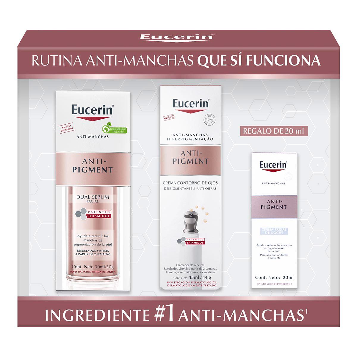 Pack Eucerin Anti-Pigment Serum 30 ml+ Anti-Pigment Contorno de Ojos 15 ml + 1 mini Anti-Pigment Noche 20 ml