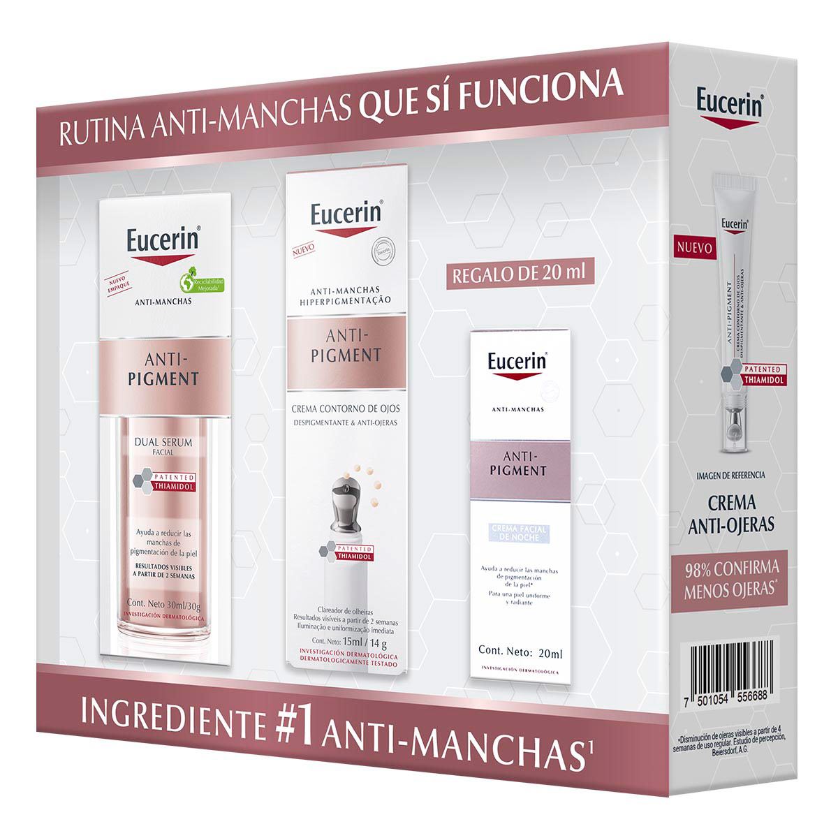 Pack Eucerin Anti-Pigment Serum 30 ml+ Anti-Pigment Contorno de Ojos 15 ml + 1 mini Anti-Pigment Noche 20 ml