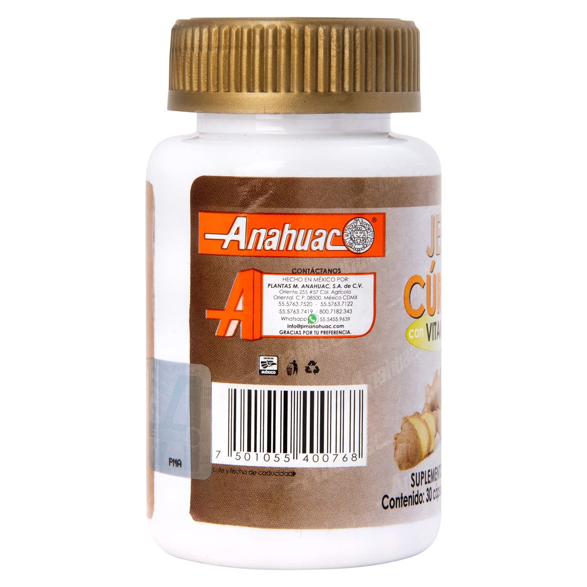 Jengibre, Cúrcuma y Vitamina "C" 30 cápsulas