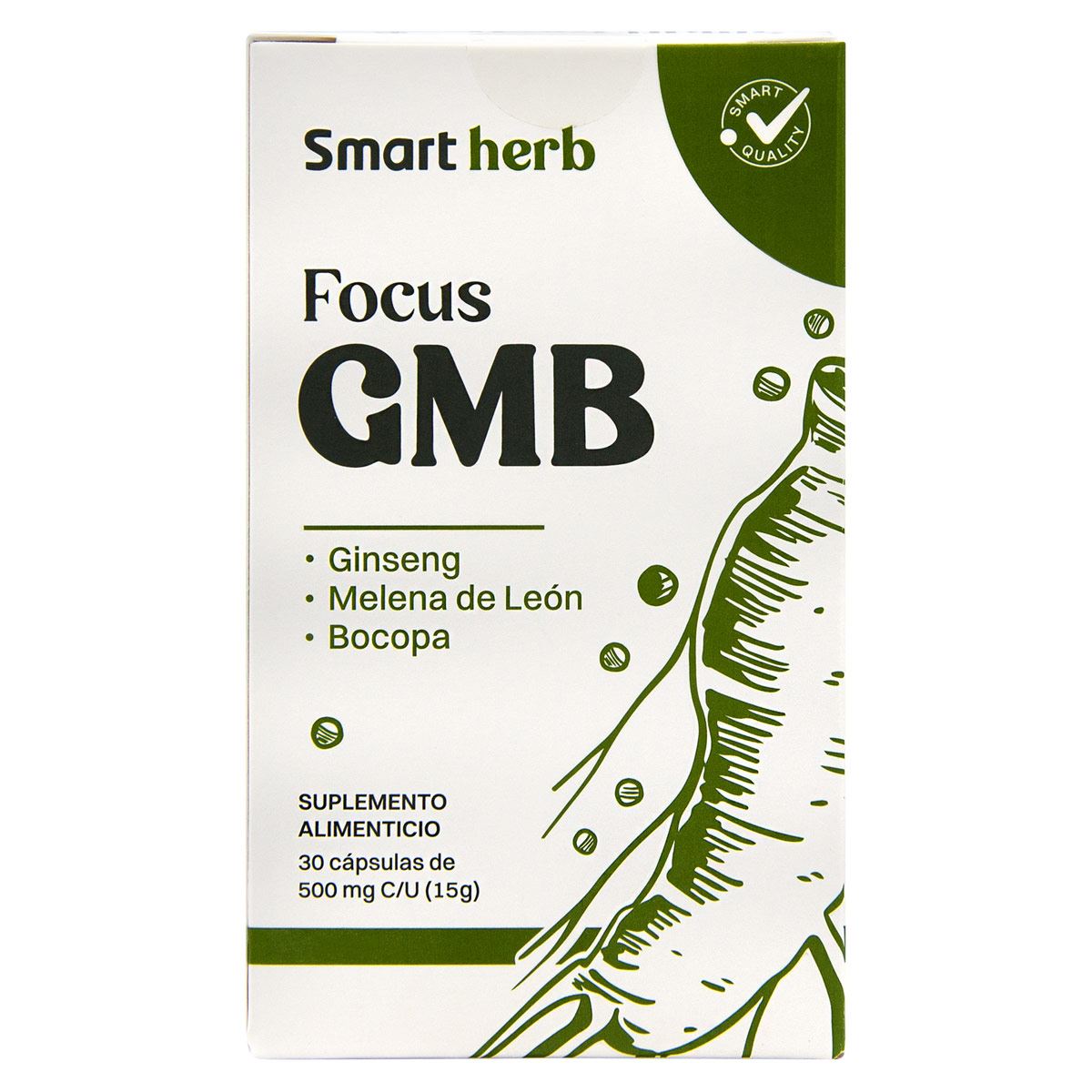 FUCUS GMB  (GINGENG, MELENA DE LEÓN Y BOCOPA) 30 CAPS.