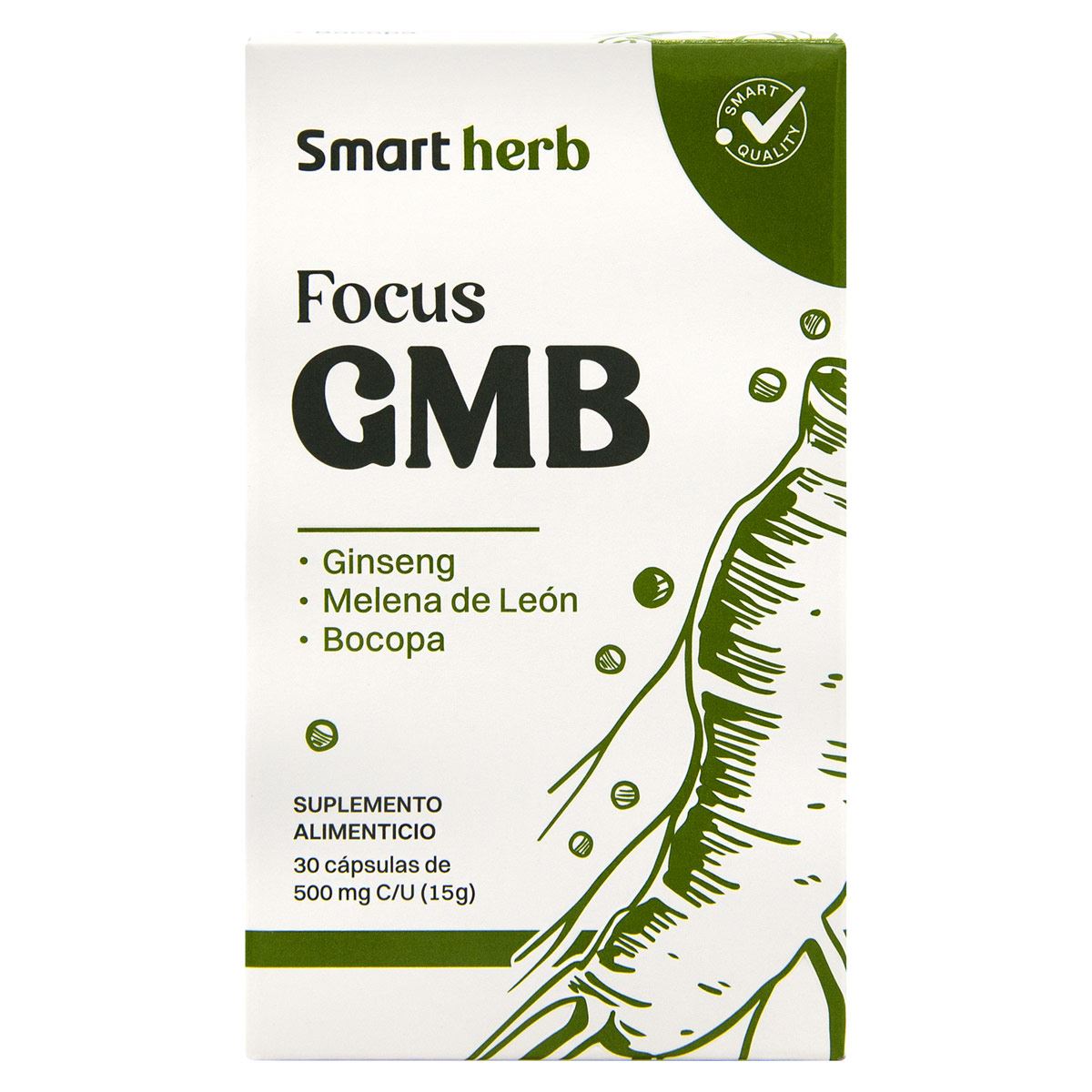 FUCUS GMB  (GINGENG, MELENA DE LEÓN Y BOCOPA) 30 CAPS.