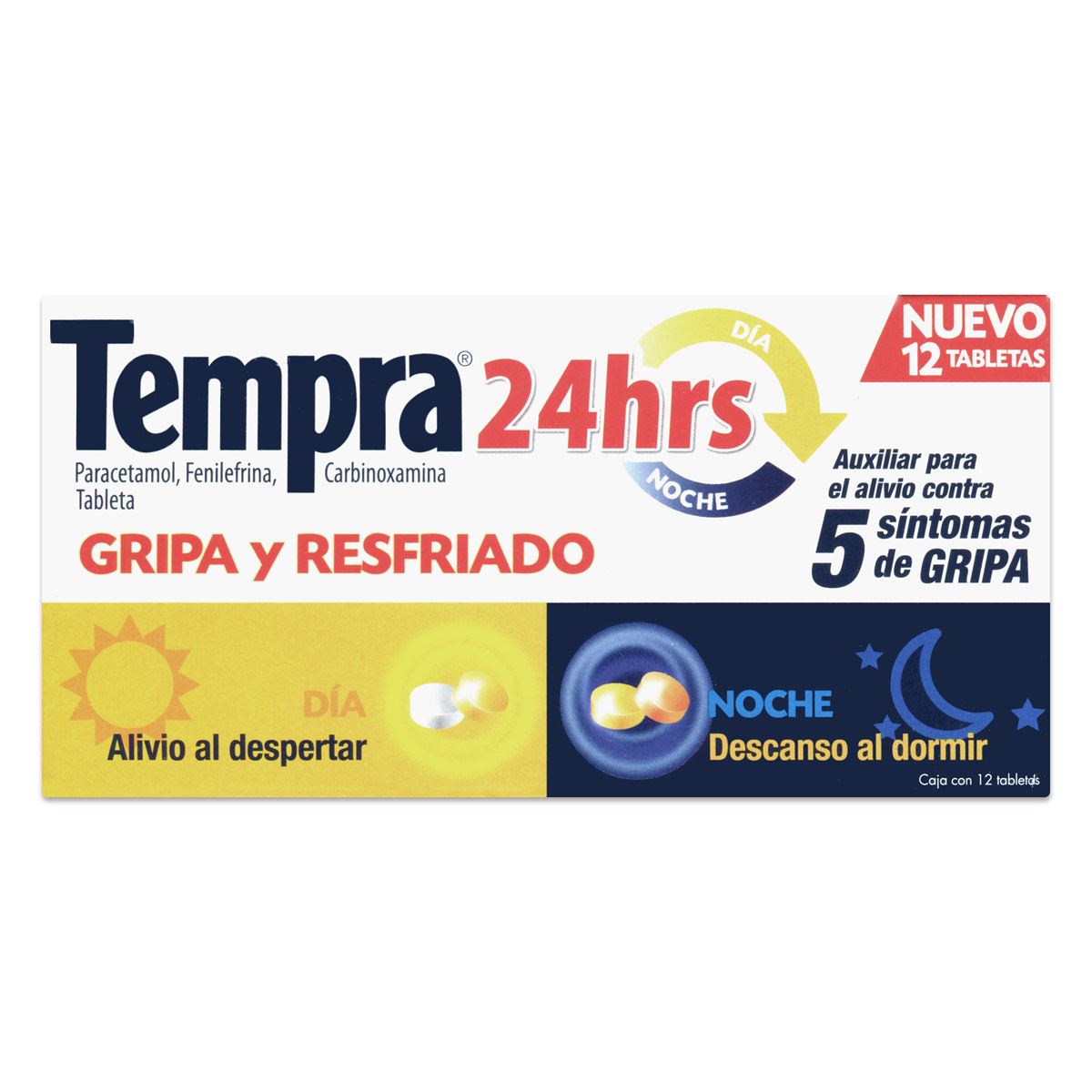 Tempra 24hrs Día/Noche Tab 12