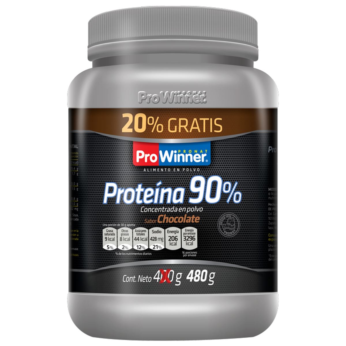 Proteina 90&#37; Chocolate 400 G+20&#37; Extra