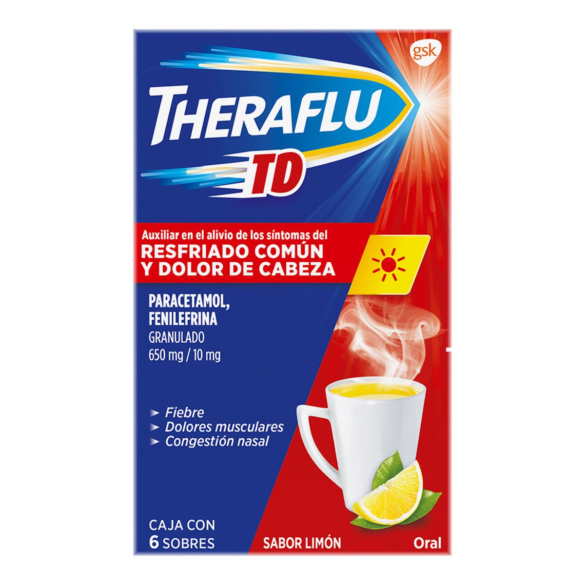 Theraflu Rojo 10mg 6 sobres