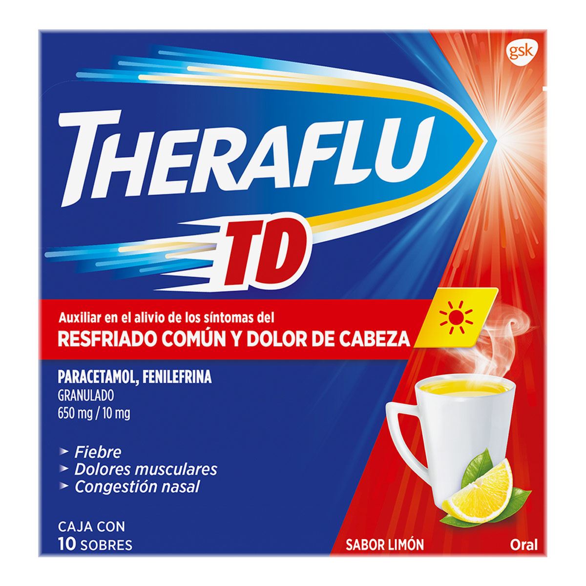 Theraflu Rojo 10mg 10 sobres