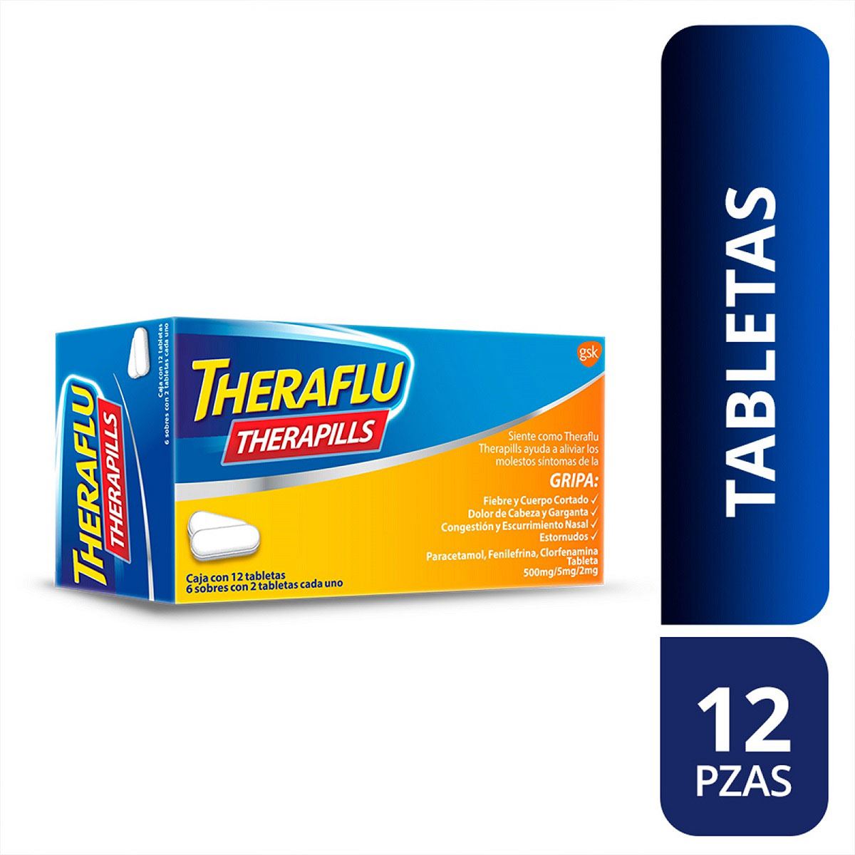 Pastillas Theraflu Therapills Antigripales 12 Unidades