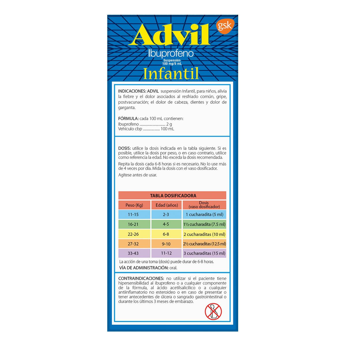 Advil Infantil Frutas Suspensión 100mg/5ml
