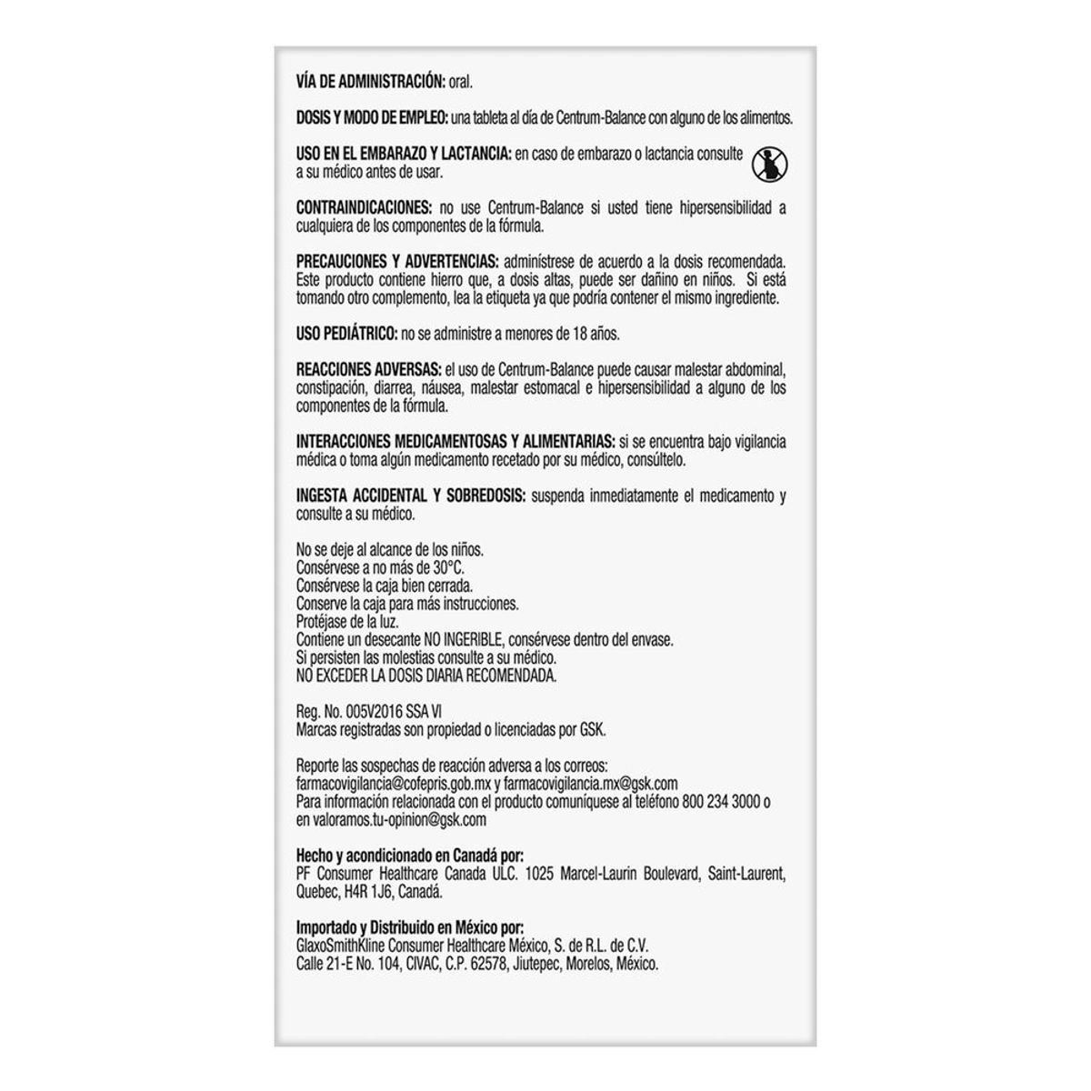 Centrum Fórmula Balanceada 100 tabletas