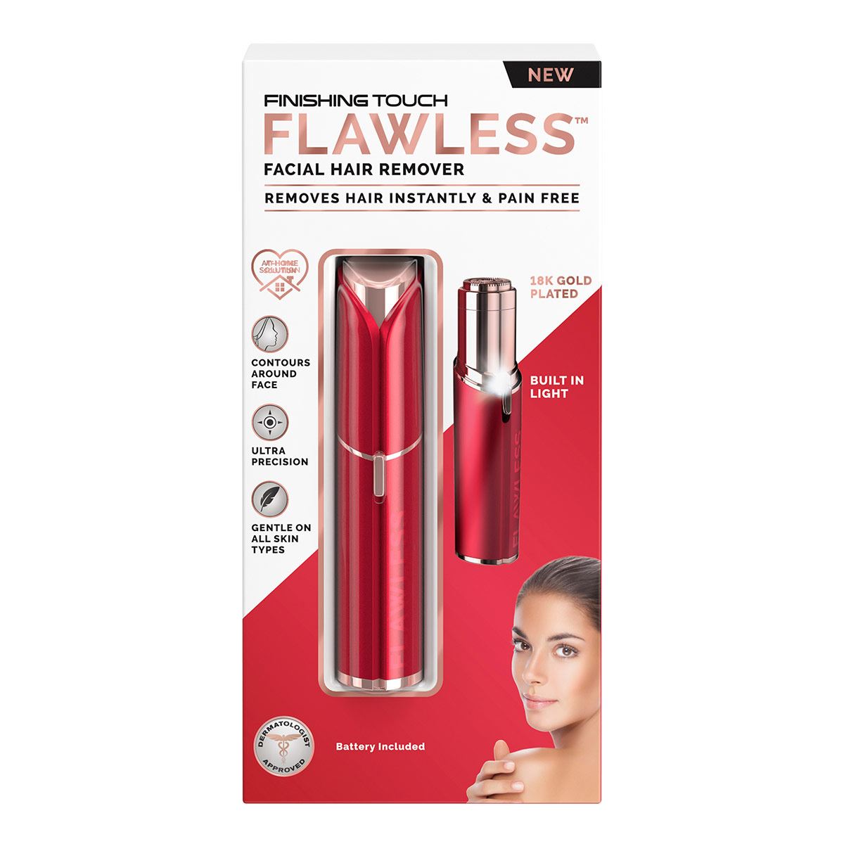 Depiladora facial Flawless Rojo
