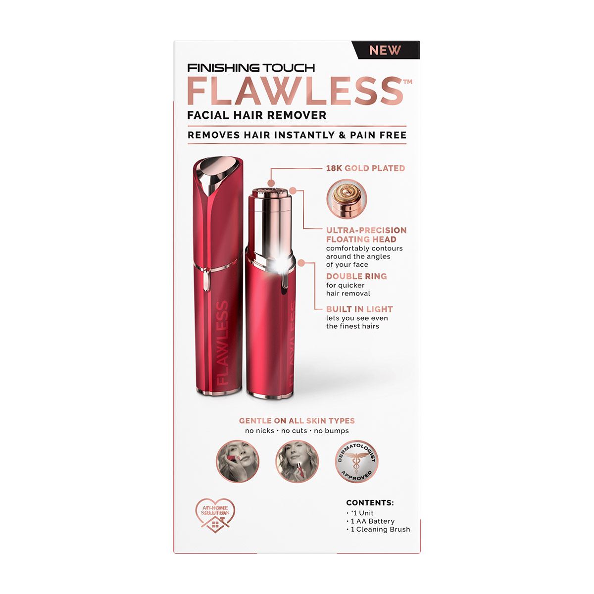 Depiladora facial flawless inalambrica con luz