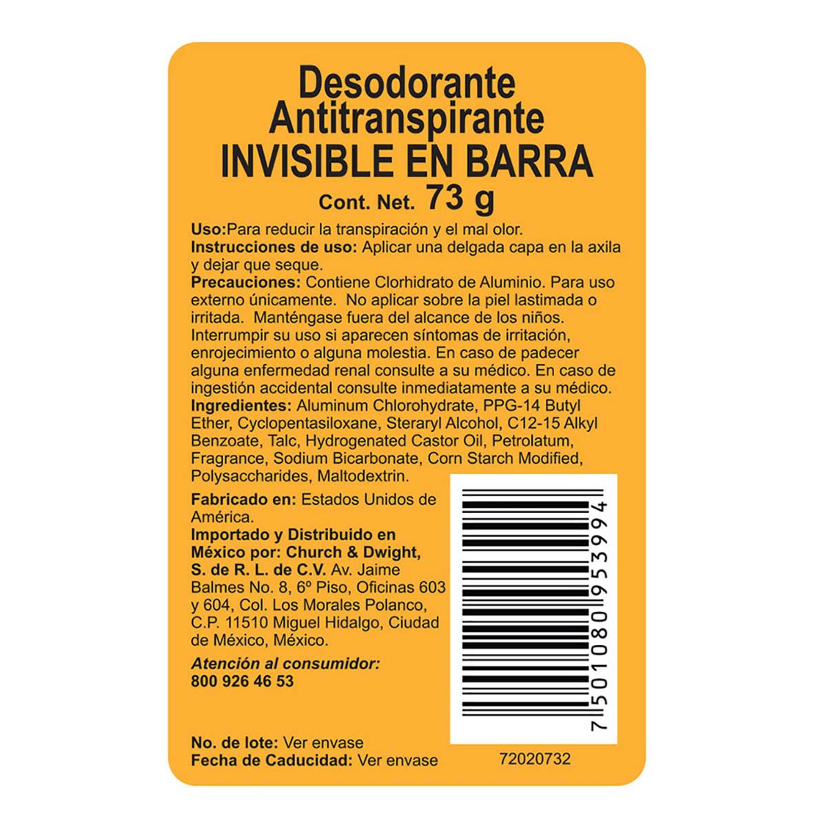 Desodoratente en Barra Ultra Max Sport Arm & Hammer 73 gr
