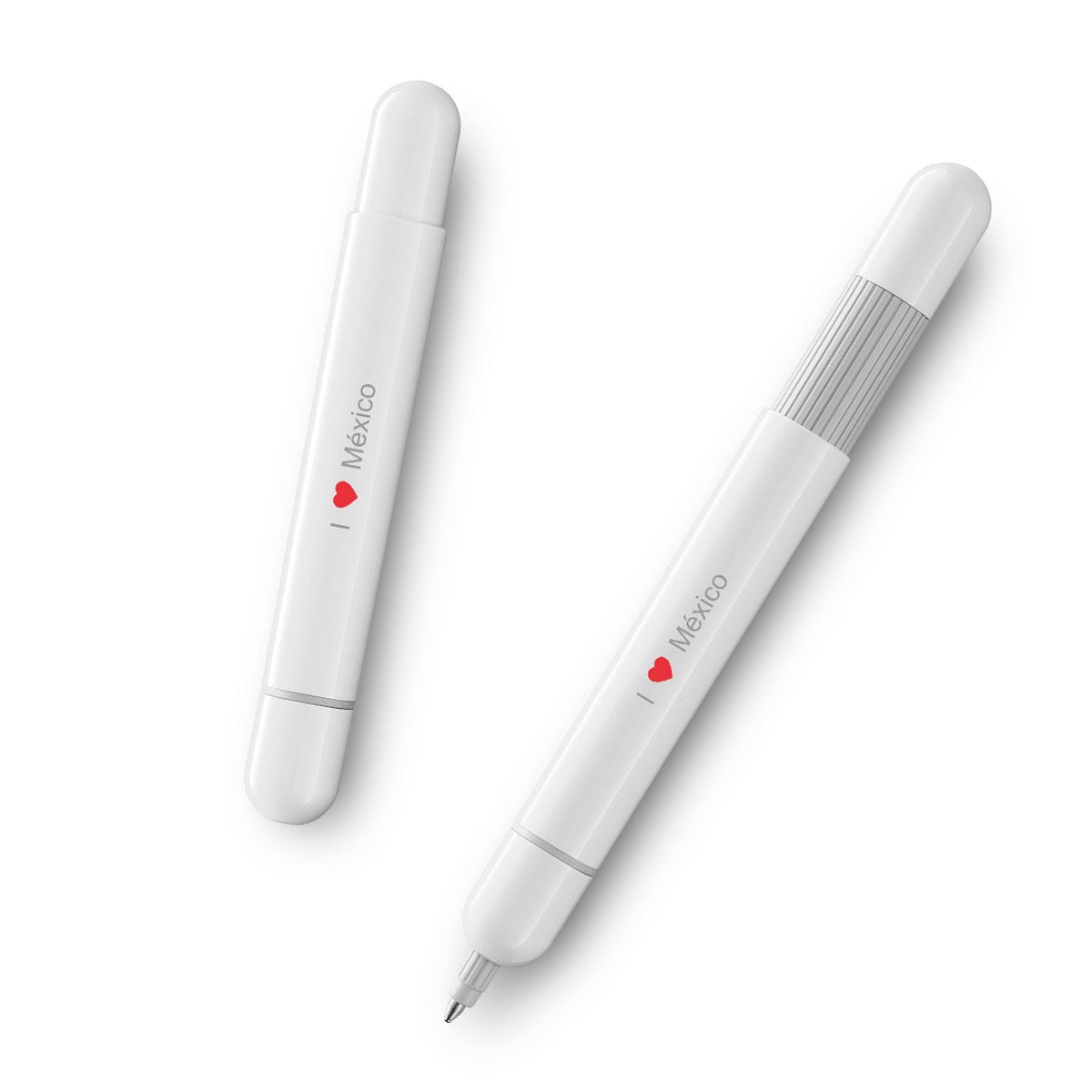 Bolígrafo pico white brillante con logo I Love México