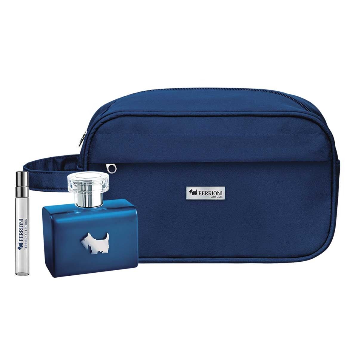 Estuche Fragancia para Hombre Ferrioni Blue EDT 100ml + Perfumero 10ml + Neceser