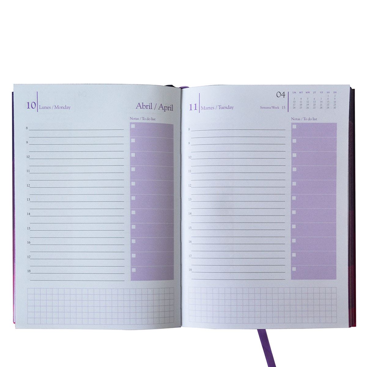 Agenda diaria pastel morado
