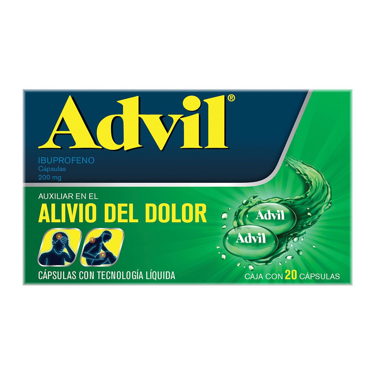Analgésico Advil 200 mg Dolores Leves Caja con 20 cápsulas