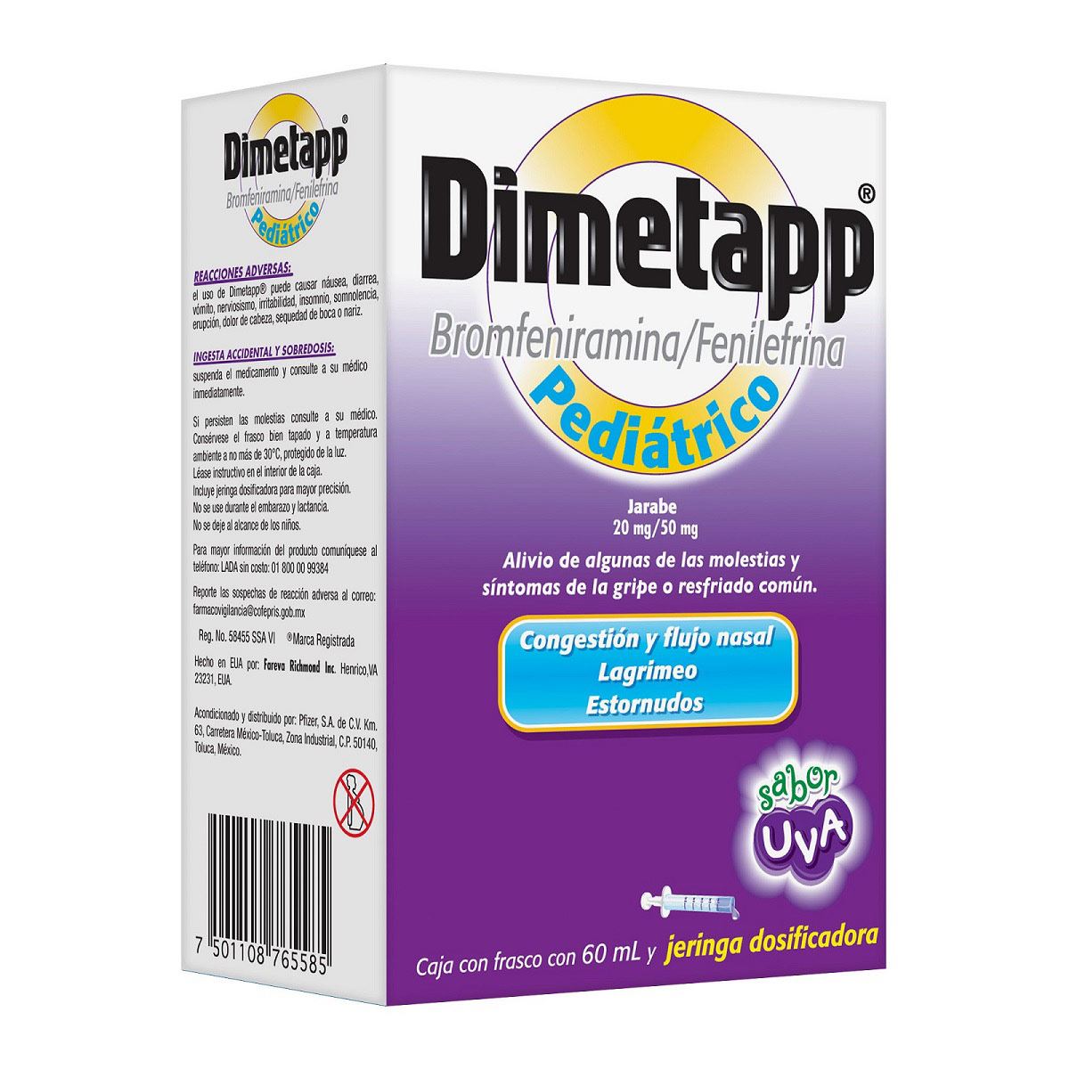 Dimetapp jarabe 60ml ped uva