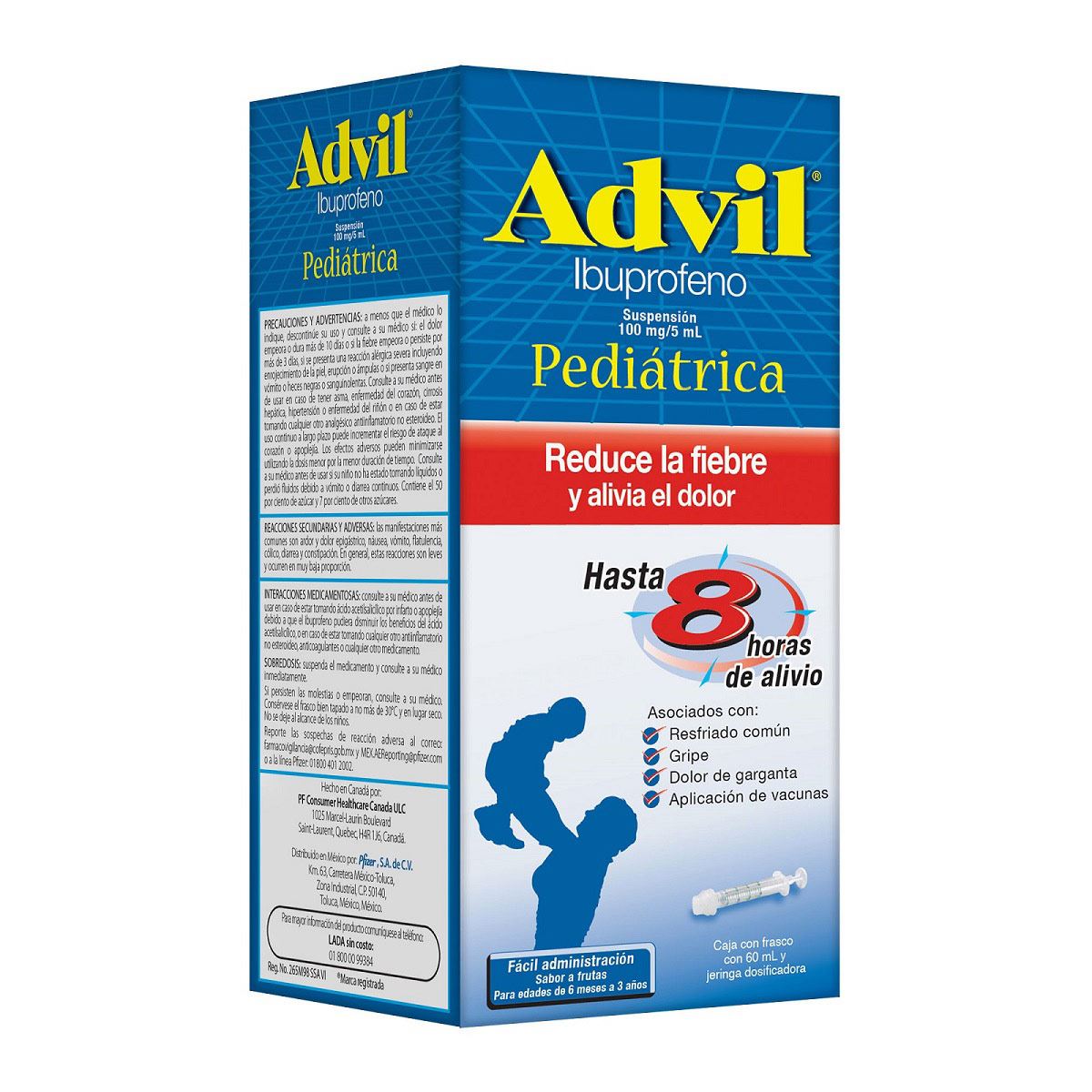 Analgésico Advil Pediátrica Suspensión 100 mg/5 ml Caja con Frasco con 60 ml