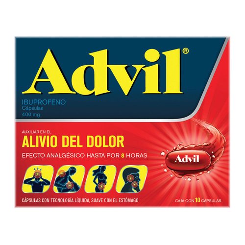Analgésico Advil 400 mg Dolores Moderados a Fuertes Caja con 10 cápsulas