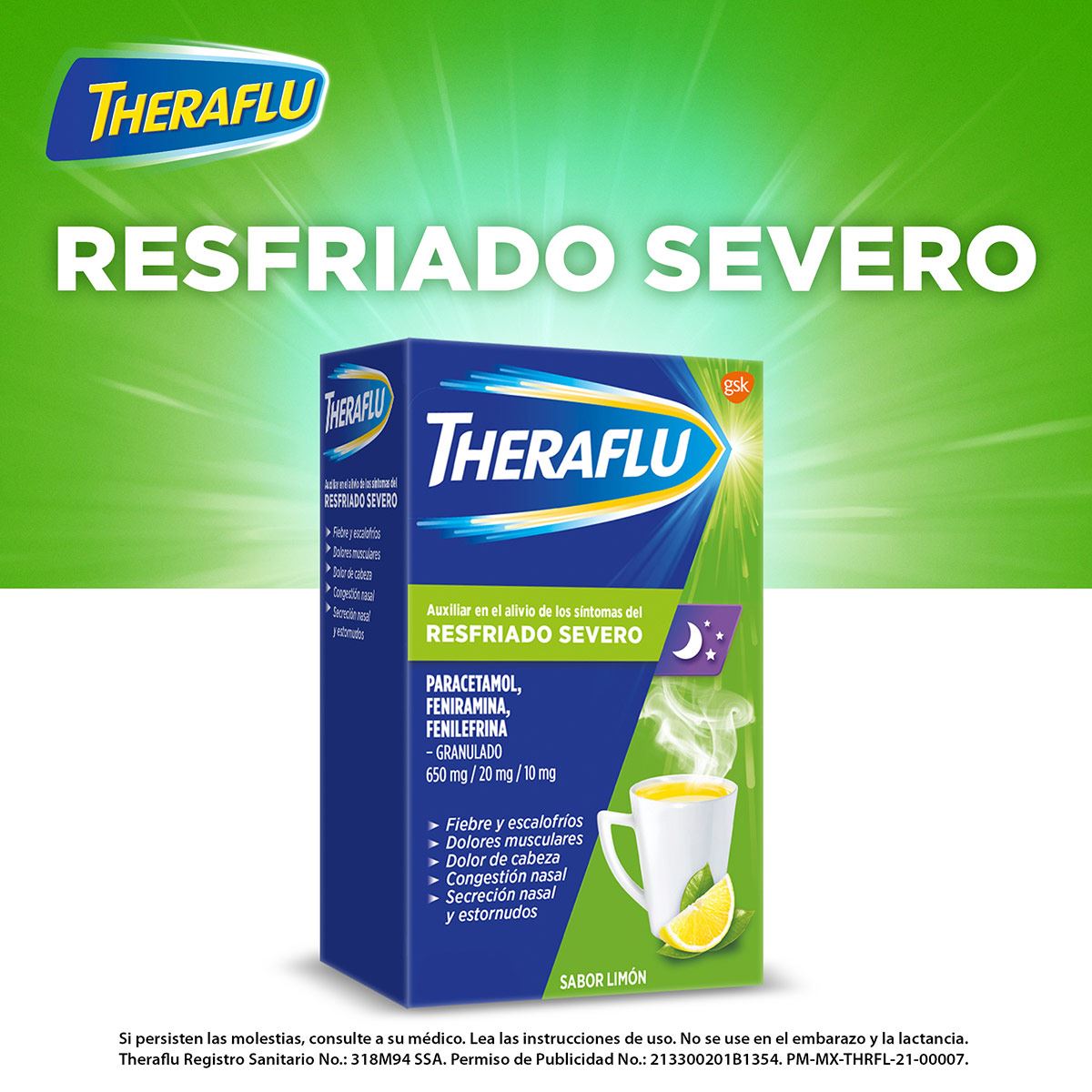 Té Antigripal Theraflu Resfriado severo 6 sobres