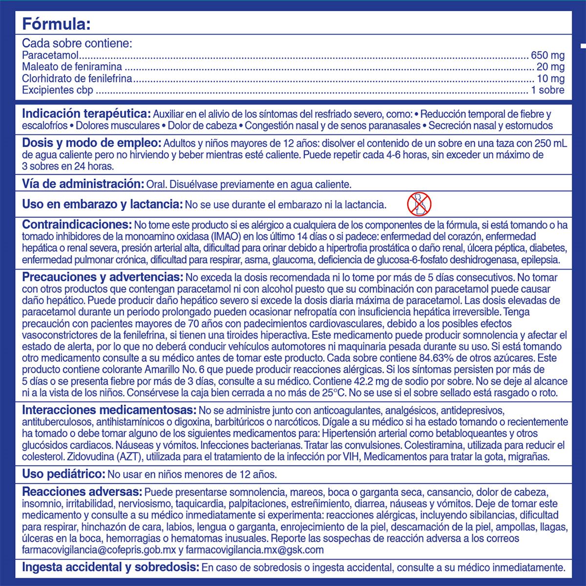 Té Antigripal Theraflu Resfriado severo 10 sobres