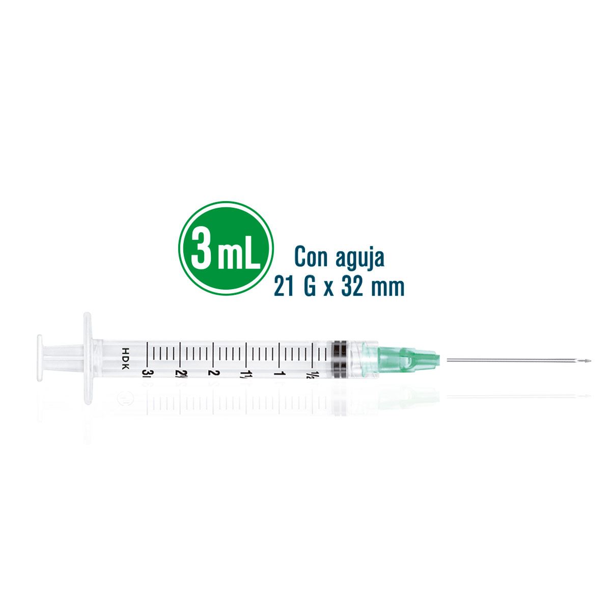 Jeringa de 3ml 21g x 32mm