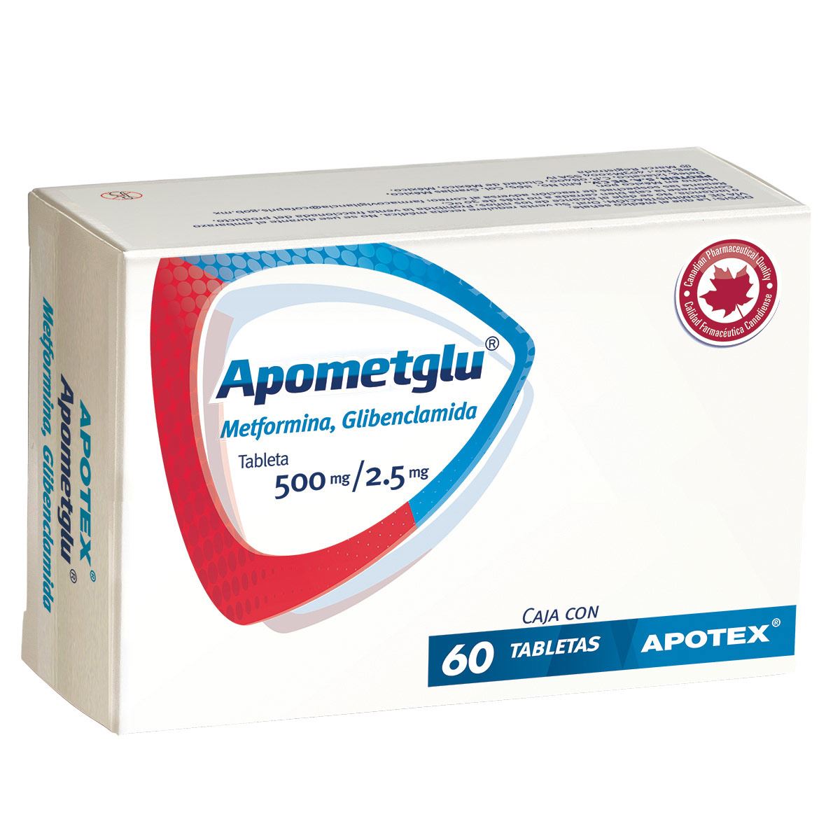 APOMETGLU Glibenclamida Metformina FRASCO CON 60 TABLETAS DE 500 MG/2.5 MG