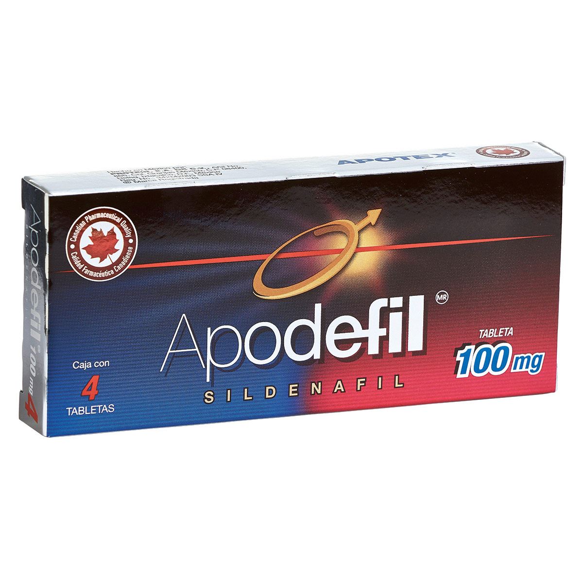 APODEFIL Sildenafil CAJA CON 4 TABLETAS DE 100 MG