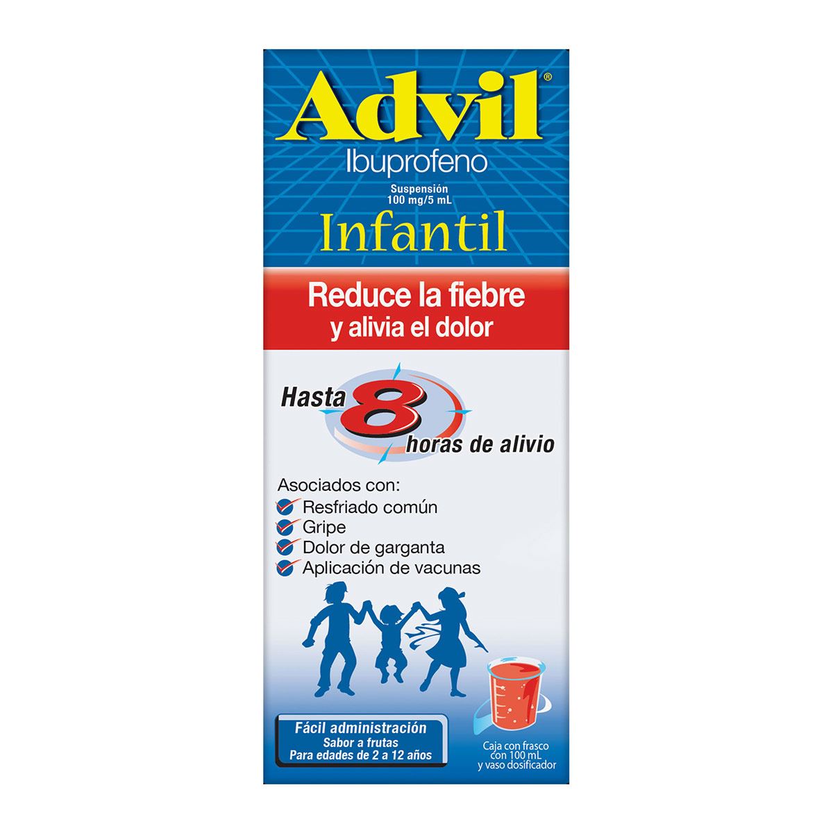 Analgésico Advil Infantil Suspensión 100 mg/5 ml Caja con Frasco con 100 ml