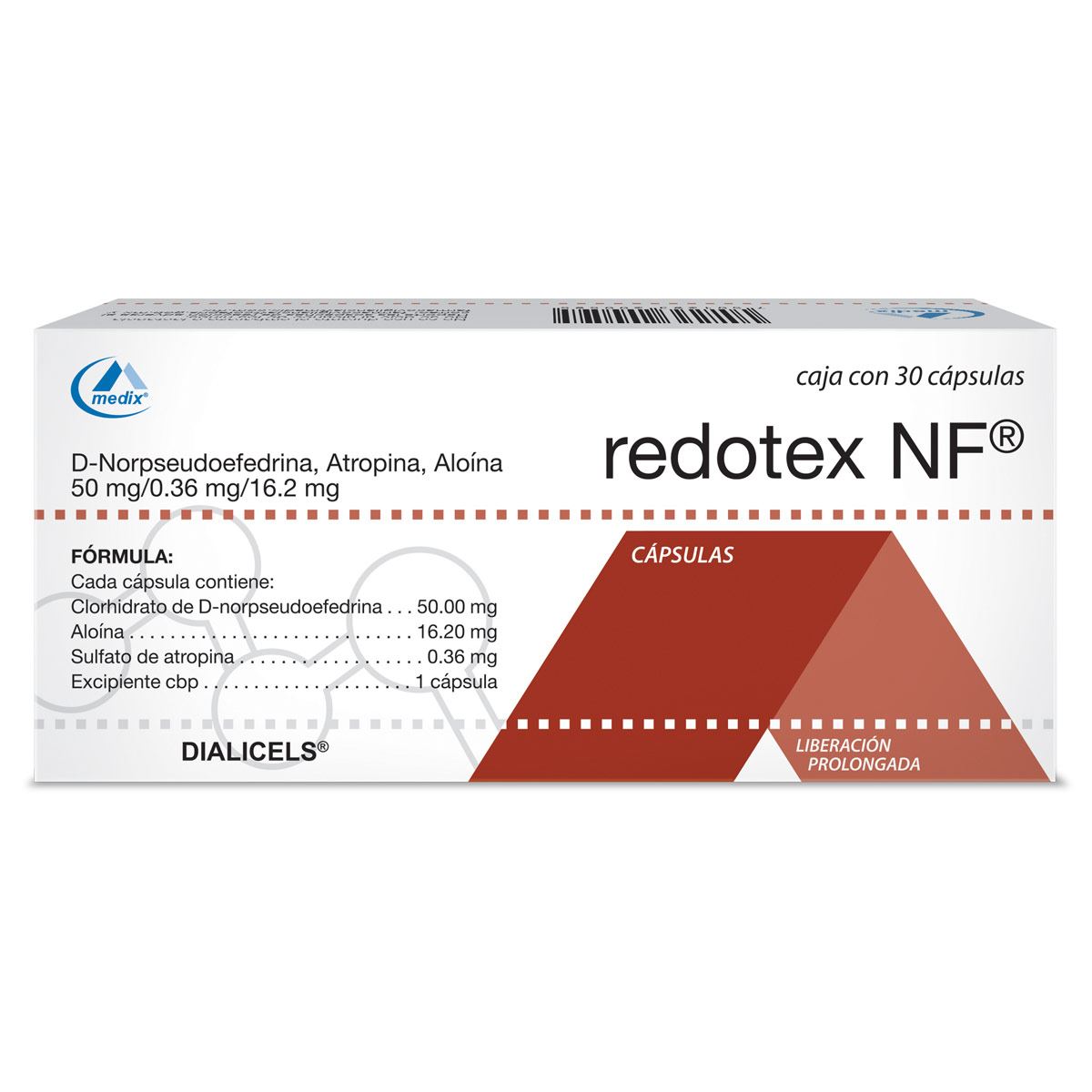 Redotex NF frasco con 30 cápsulas de liberación prolongada. D