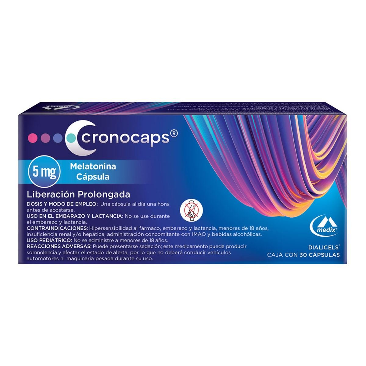 Cronocaps® 5 mg 30 cápsulas de 5 mg. Melatonina