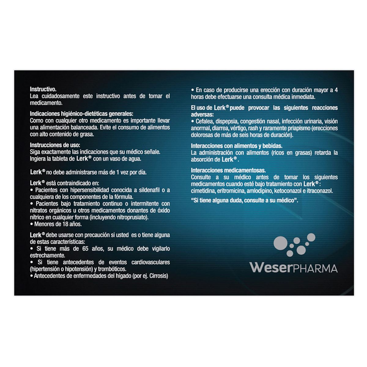 Lerk 50 Mg. Caja con 4 Compimidos.