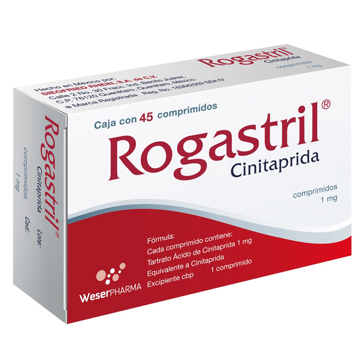Rogastril 1 Mg. Caja con 45 Comprimidos