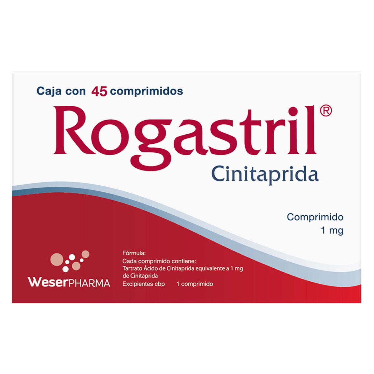 Rogastril 1 Mg. Caja con 45 Comprimidos