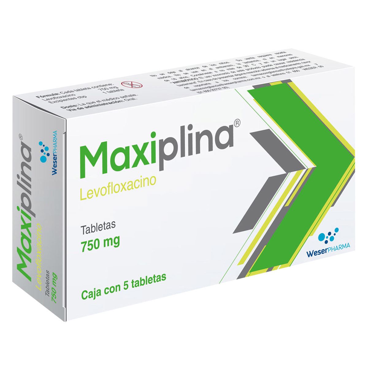 Maxiplina 750 Mg. Caja con 5 Tabletas