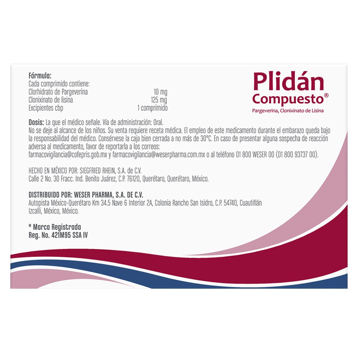 Plidan Compuesto 10/125 mg. Caja con 20 Comprimidos