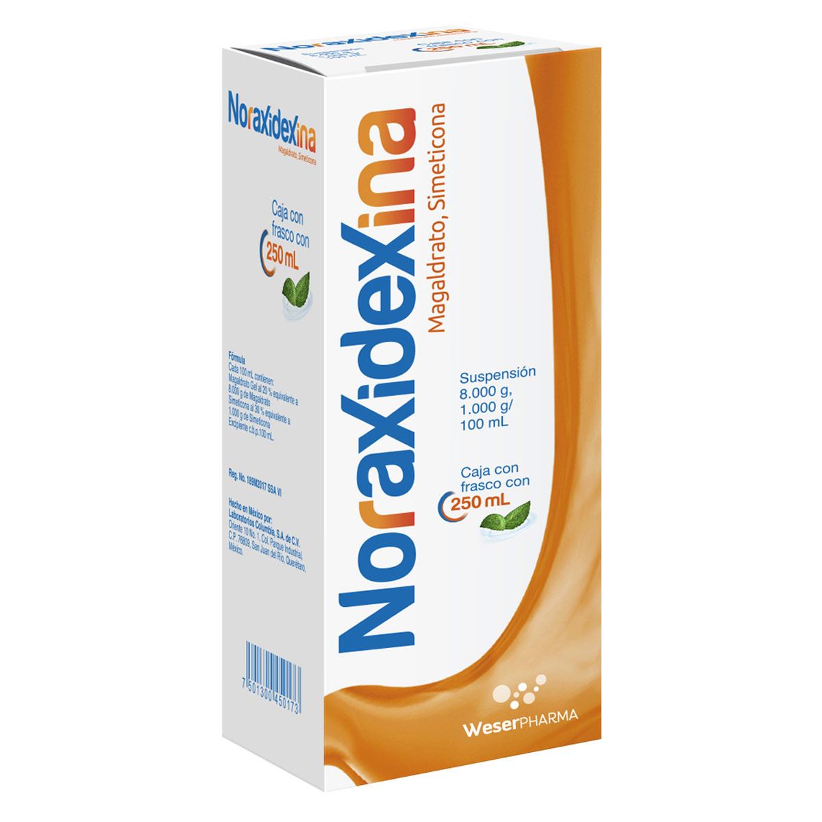 Noraxidexina Suspensión 80Mg/1Mg/1ml frasco con 250 ml.
