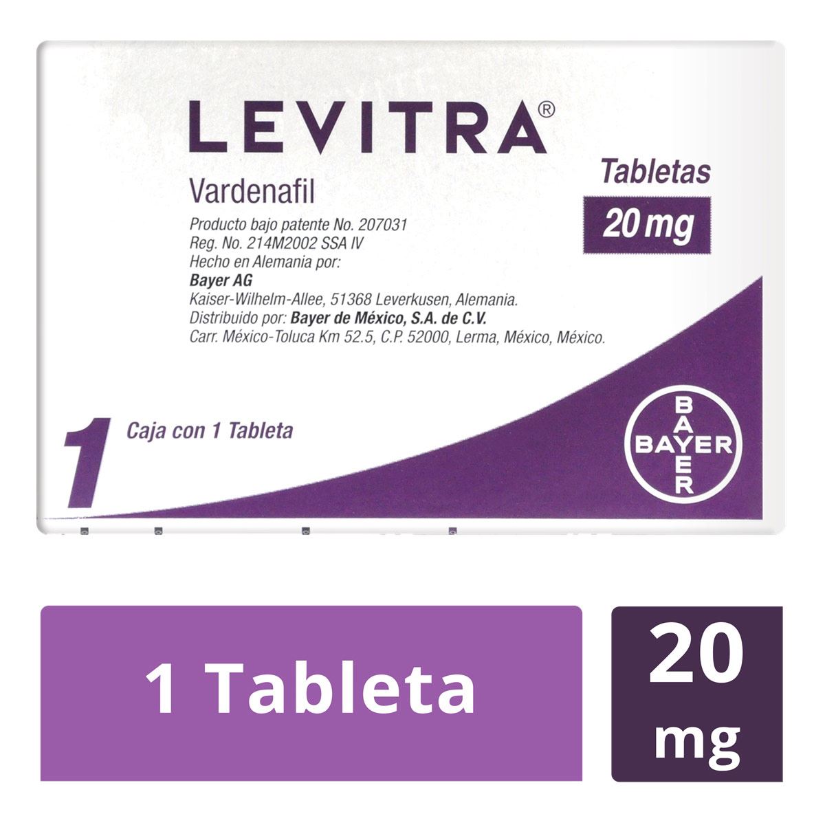 Levitra tabletas con 20 mg