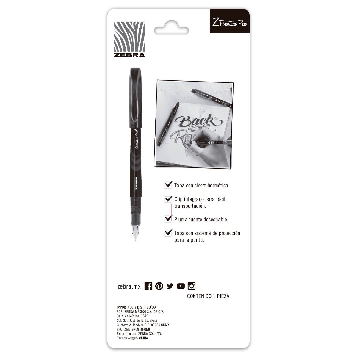 Pluma Fuente Con Tapa Tinta Negra