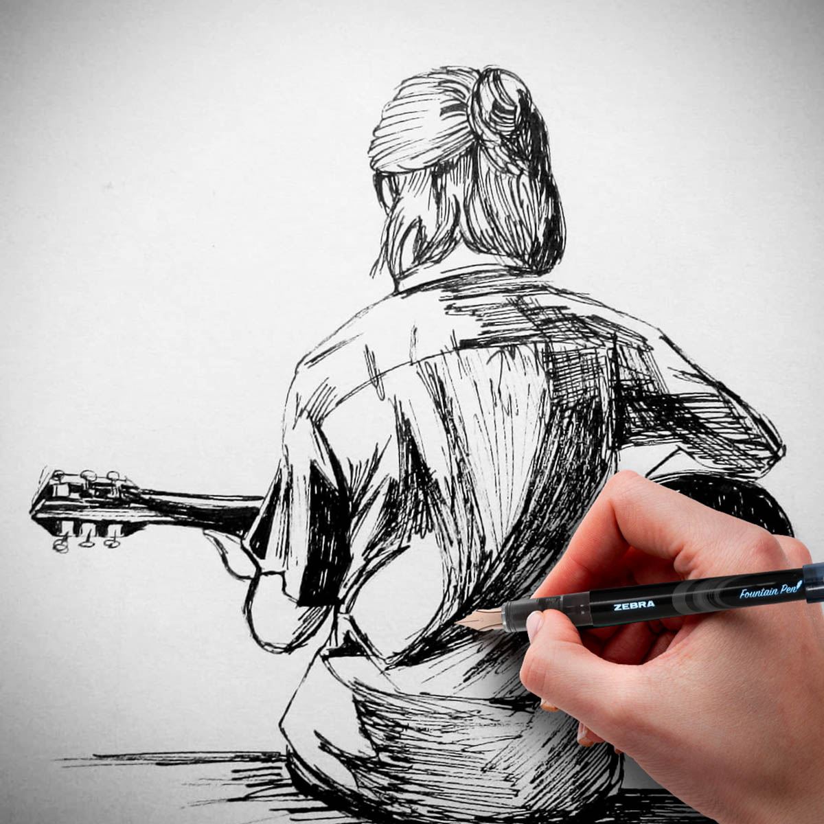 Pluma Fuente Con Tapa Tinta Negra