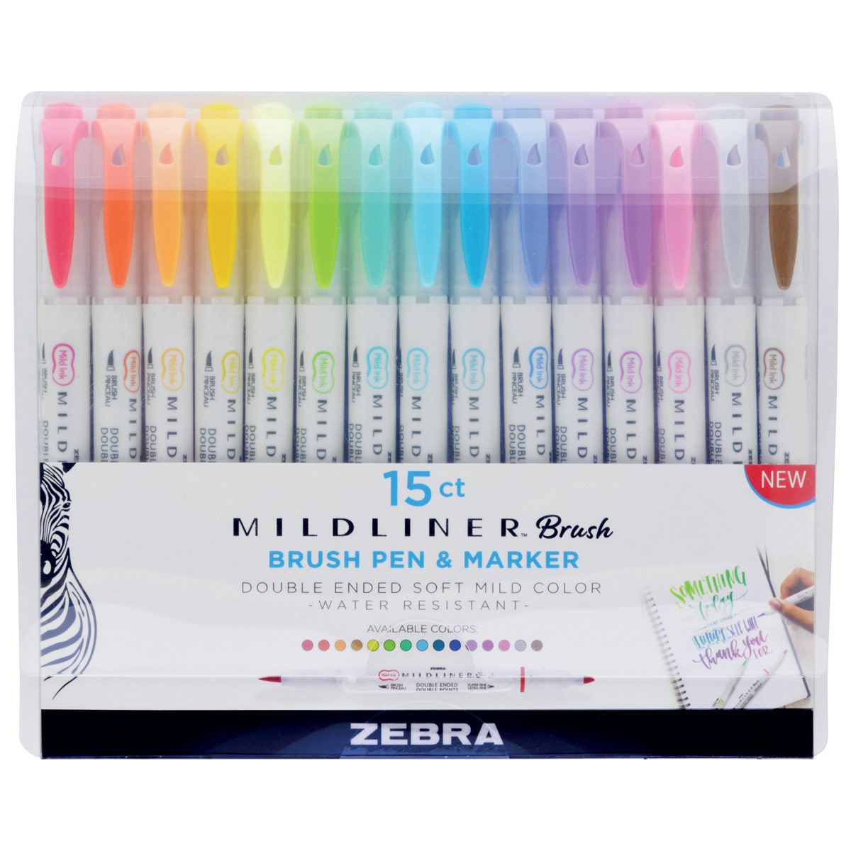 Mildliner Brush marcador creativo Zebra estuche con 15 marcadores