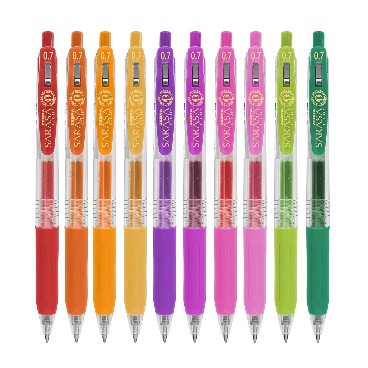 Set Spring Bolígrafo Rollerball Retráctil Zebra Sarasa Clip 10 Piezas