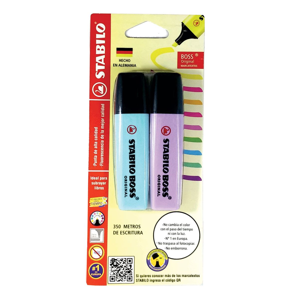 Marcatexto STABILO Boss color pastel lila y turquesa