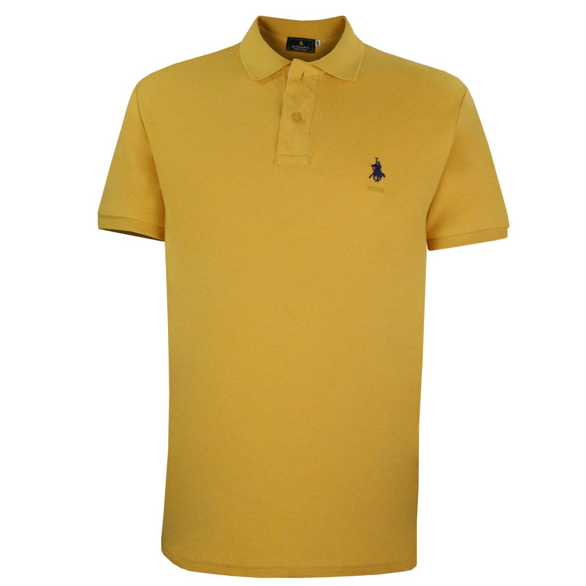 Playera Polo Club Mc Liso Algodón Ch Mostaza