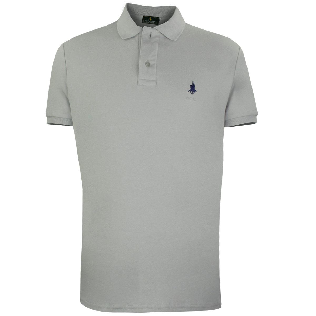 Playera Polo Club Mc Liso Algodón Gd Gris