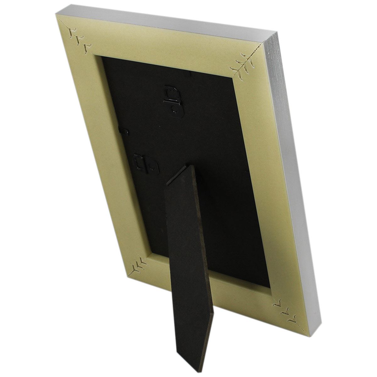 Portarretrato QUADRUM plateado marco grueso textura cepillado 4x9