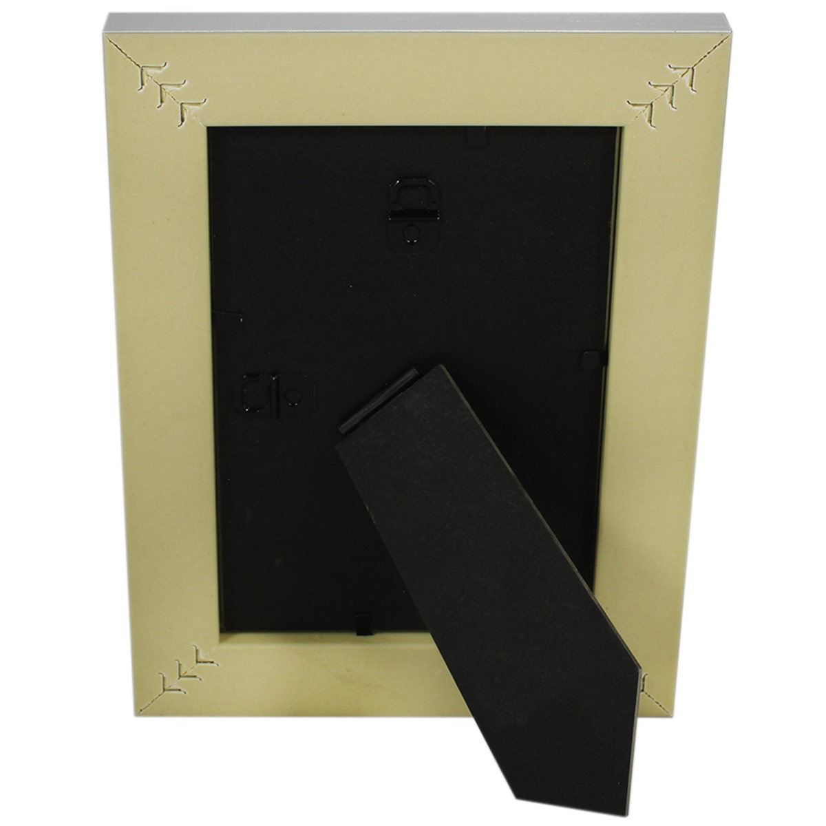 Portarretrato QUADRUM plateado marco grueso textura cepillado 4x9