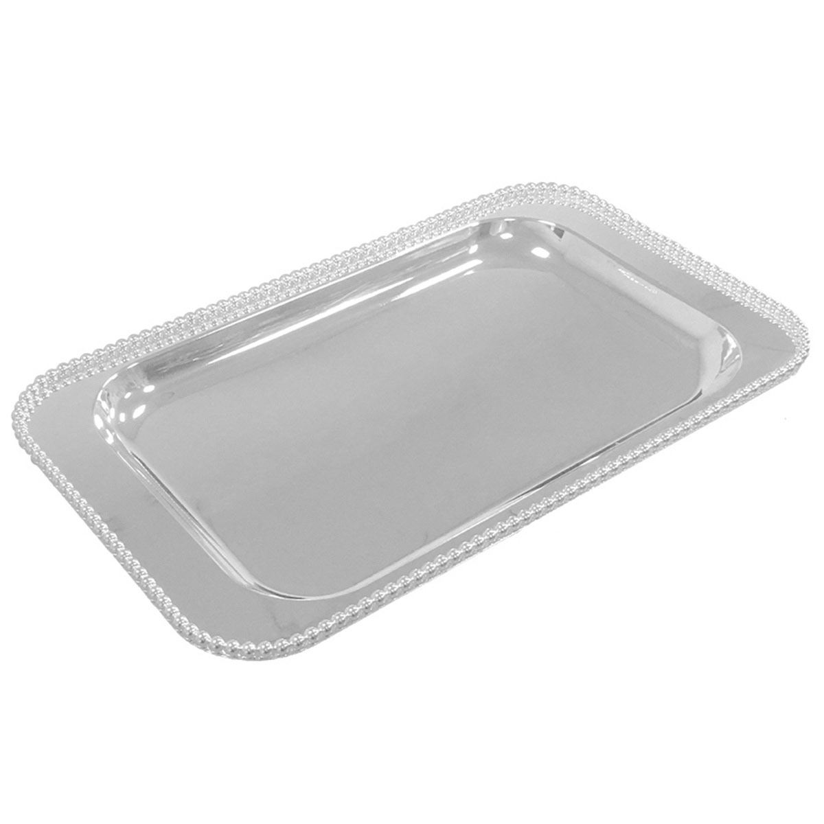 Charola plateada con asas en medida de 50x33x6