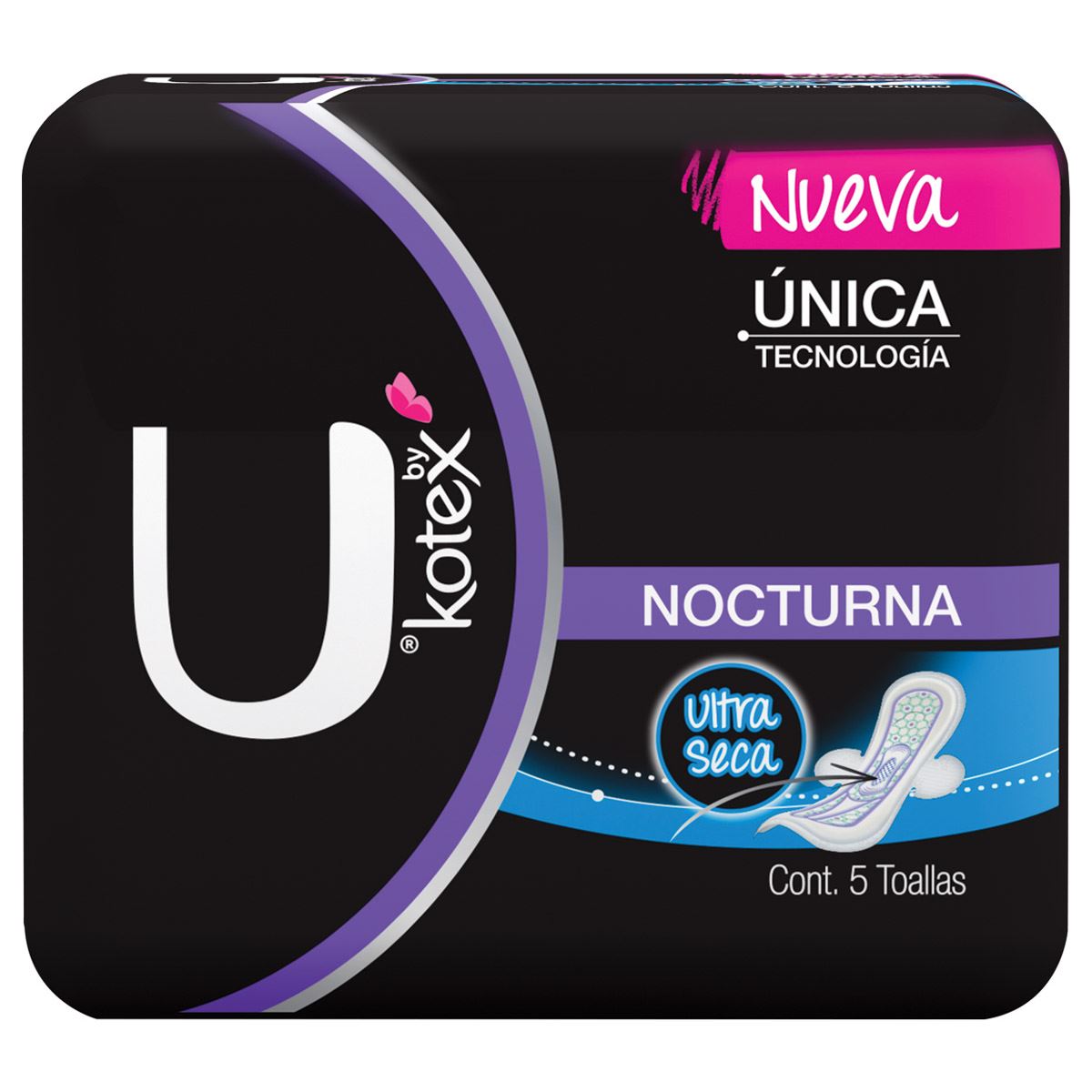 Toallas Sanitarias Kotex Unik Nocturna con Alas